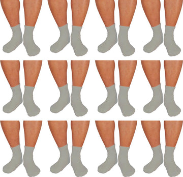 12 PAIRS PACK DIABETIC SOCKS FOR MEN WOMEN NON-BINDING DOCTOR APPROVED ANKLE SOCKS WHITE , BLACK , GREY COLORS